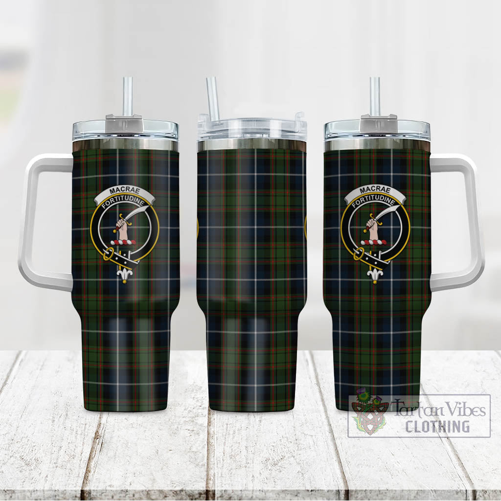 Tartan Vibes Clothing MacRae Hunting Tartan and Family Crest Tumbler with Handle