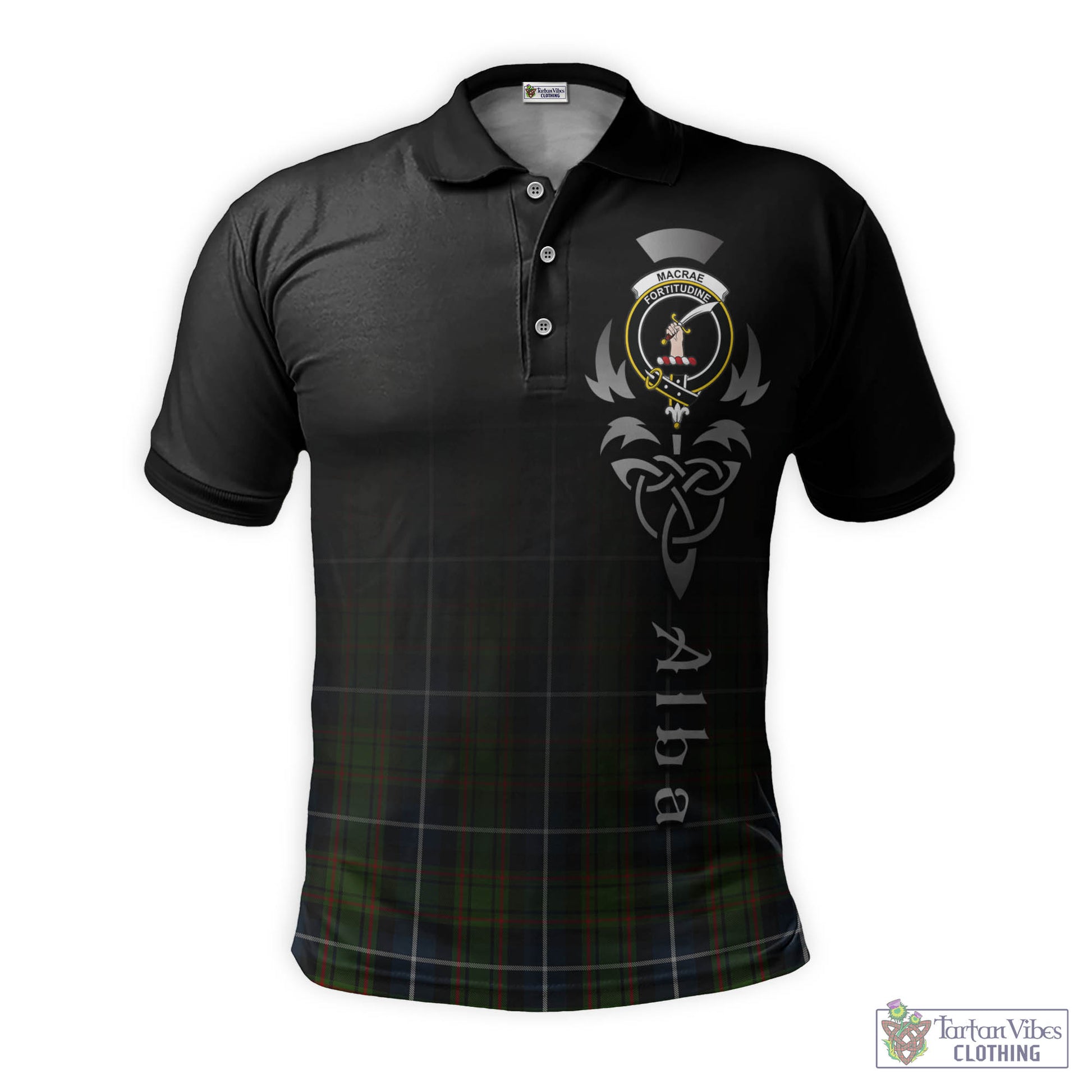 Tartan Vibes Clothing MacRae Hunting Tartan Polo Shirt Featuring Alba Gu Brath Family Crest Celtic Inspired