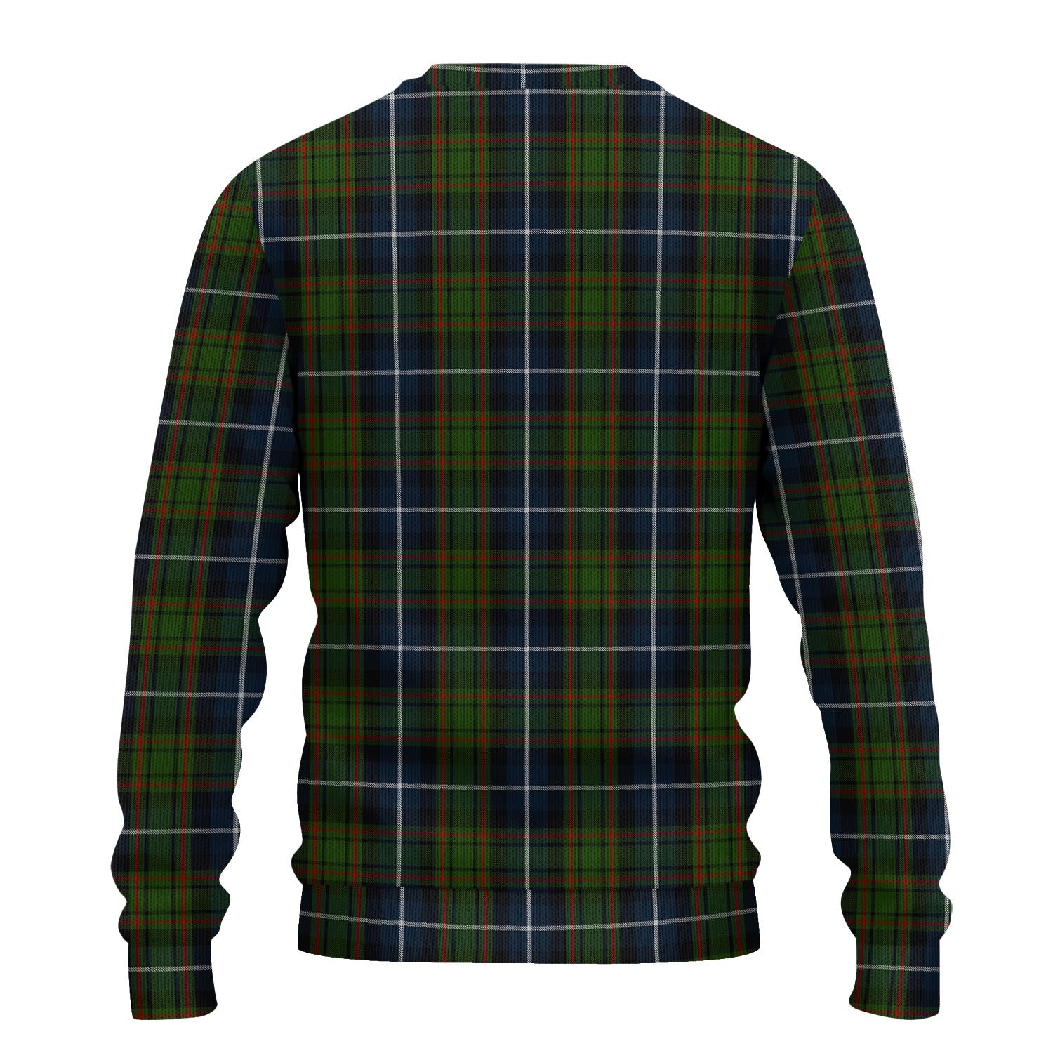 MacRae Hunting Tartan Knitted Sweater with Family Crest - Tartanvibesclothing