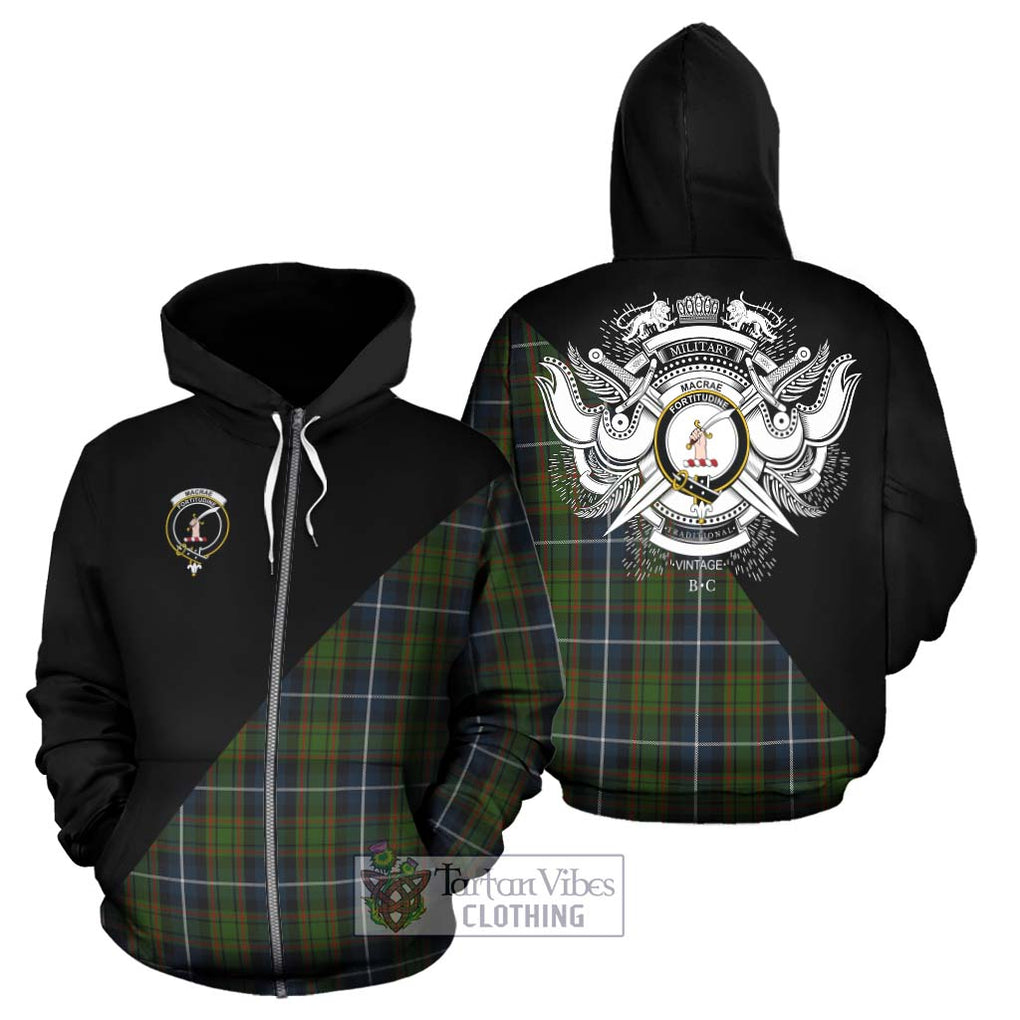 MacRae Hunting Tartan Hoodie with Family Crest and Military Logo Style - Tartanvibesclothing Shop