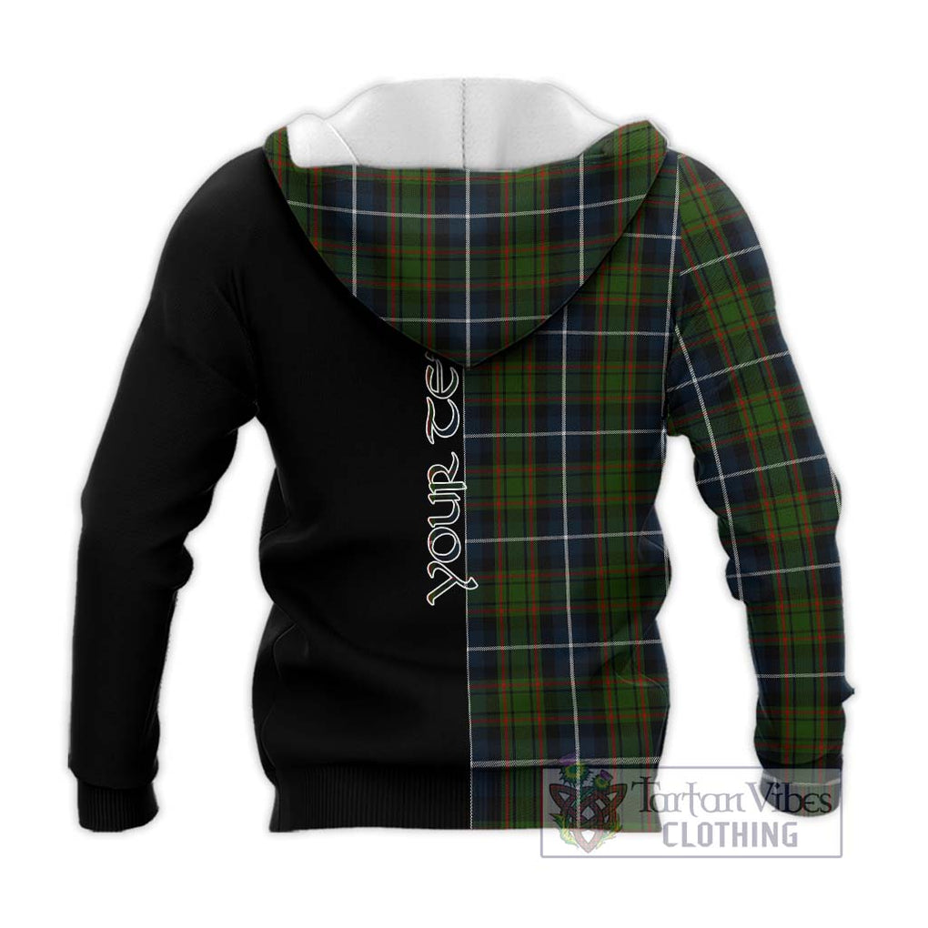 MacRae Hunting Tartan Knitted Hoodie with Family Crest and Half Of Me Style - Tartanvibesclothing Shop