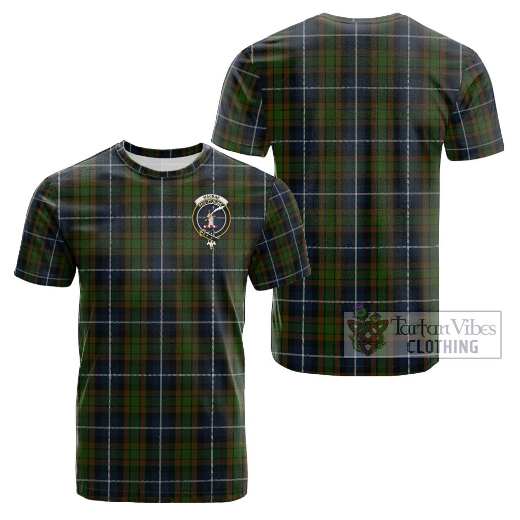 Tartan Vibes Clothing MacRae Hunting Tartan Cotton T-Shirt with Family Crest