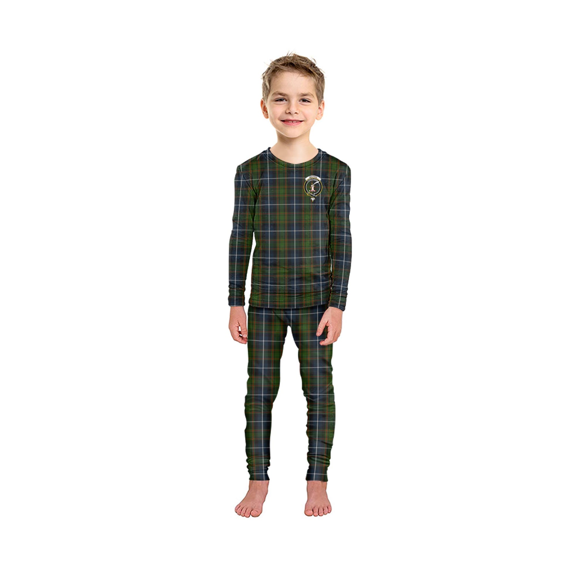 MacRae Hunting Tartan Pajamas Family Set with Family Crest - Tartanvibesclothing