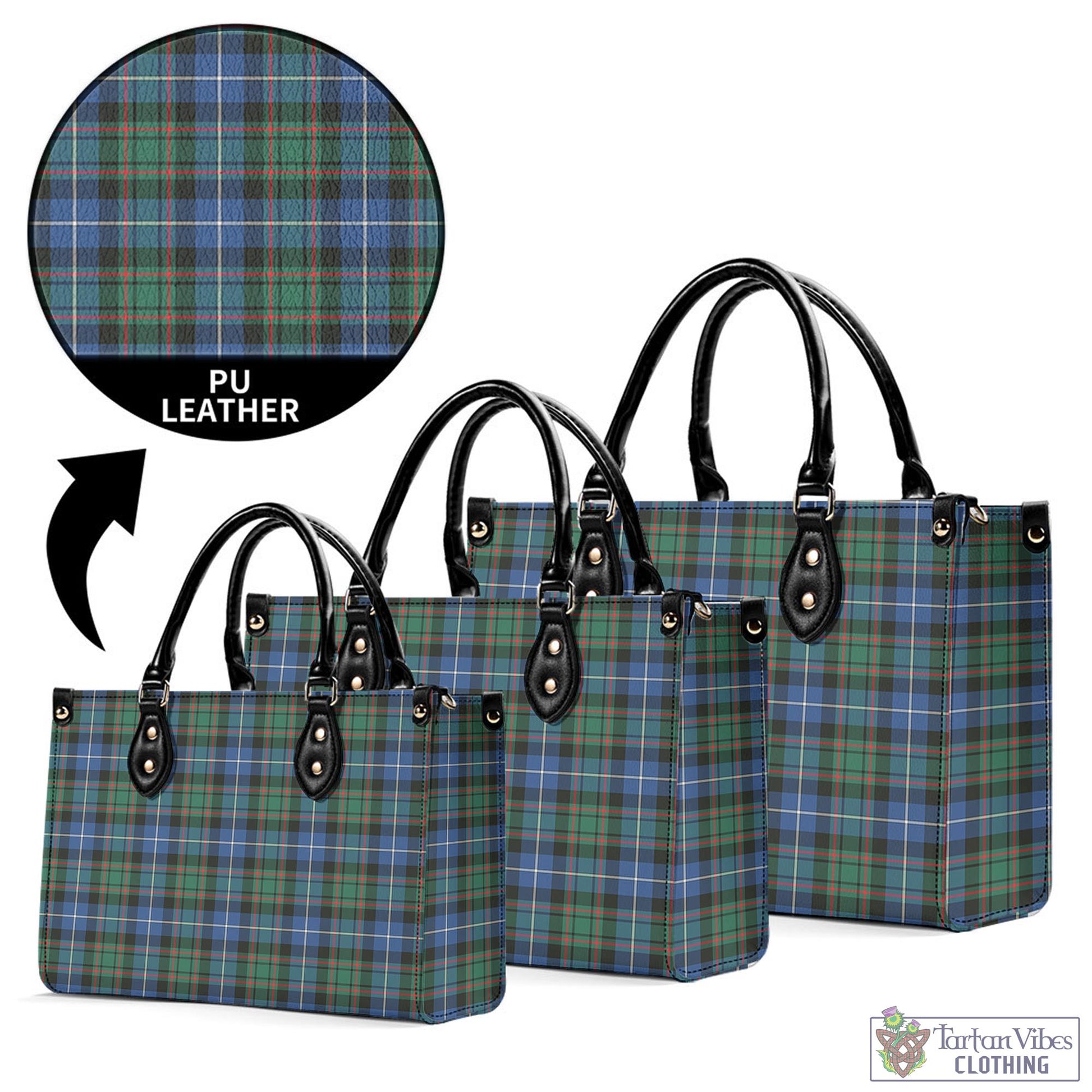 Tartan Vibes Clothing MacRae Hunting Ancient Tartan Luxury Leather Handbags