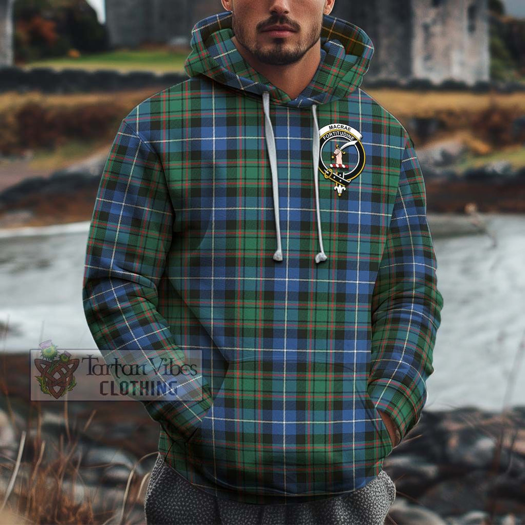 MacRae Hunting Ancient Tartan Cotton Hoodie with Family Crest Pullover Hoodie XS - Tartan Vibes Clothing