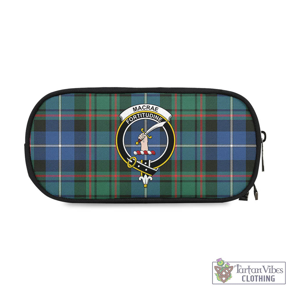 Tartan Vibes Clothing MacRae Hunting Ancient Tartan Pen and Pencil Case with Family Crest