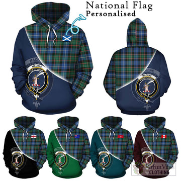 MacRae Hunting Ancient Tartan Hoodie with Personalised National Flag and Family Crest Half Style