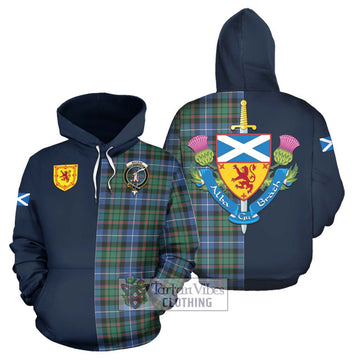 MacRae Hunting Ancient Tartan Hoodie Alba with Scottish Lion Royal Arm Half Style