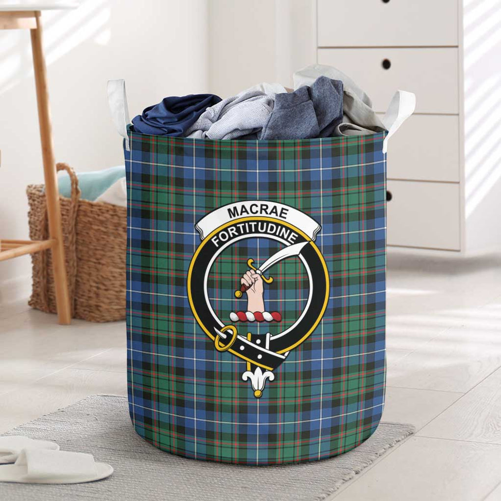 MacRae Hunting Ancient Tartan Laundry Basket with Family Crest One Size - Tartanvibesclothing Shop