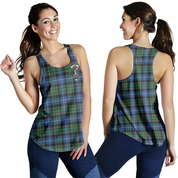 MacRae Hunting Ancient Tartan Women Racerback Tanks with Family Crest