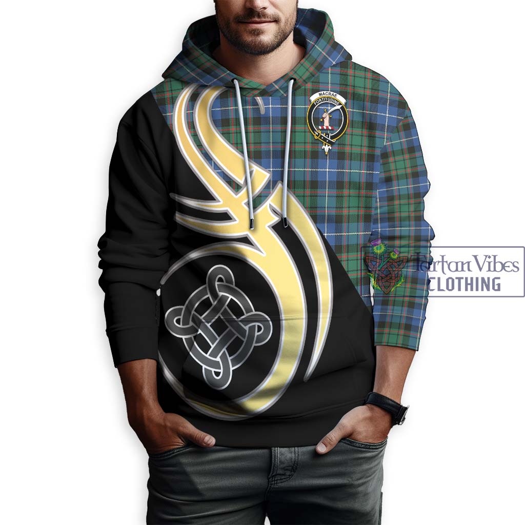 MacRae Hunting Ancient Tartan Hoodie with Family Crest and Celtic Symbol Style Zip Hoodie - Tartan Vibes Clothing