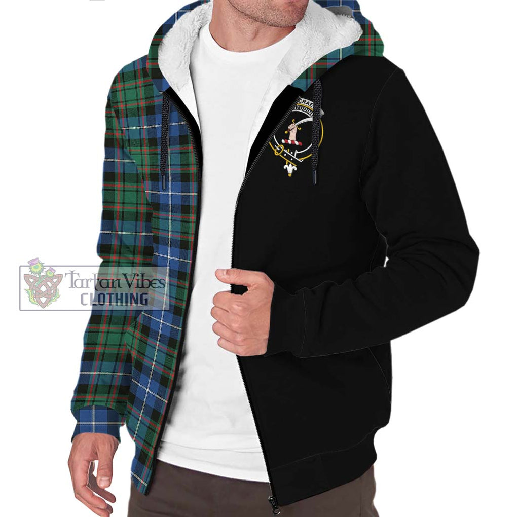 MacRae Hunting Ancient Tartan Sherpa Hoodie with Family Crest and Half Of Me Style Unisex S - Tartanvibesclothing Shop