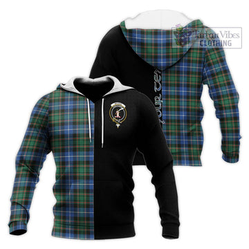 MacRae Hunting Ancient Tartan Knitted Hoodie with Family Crest and Half Of Me Style