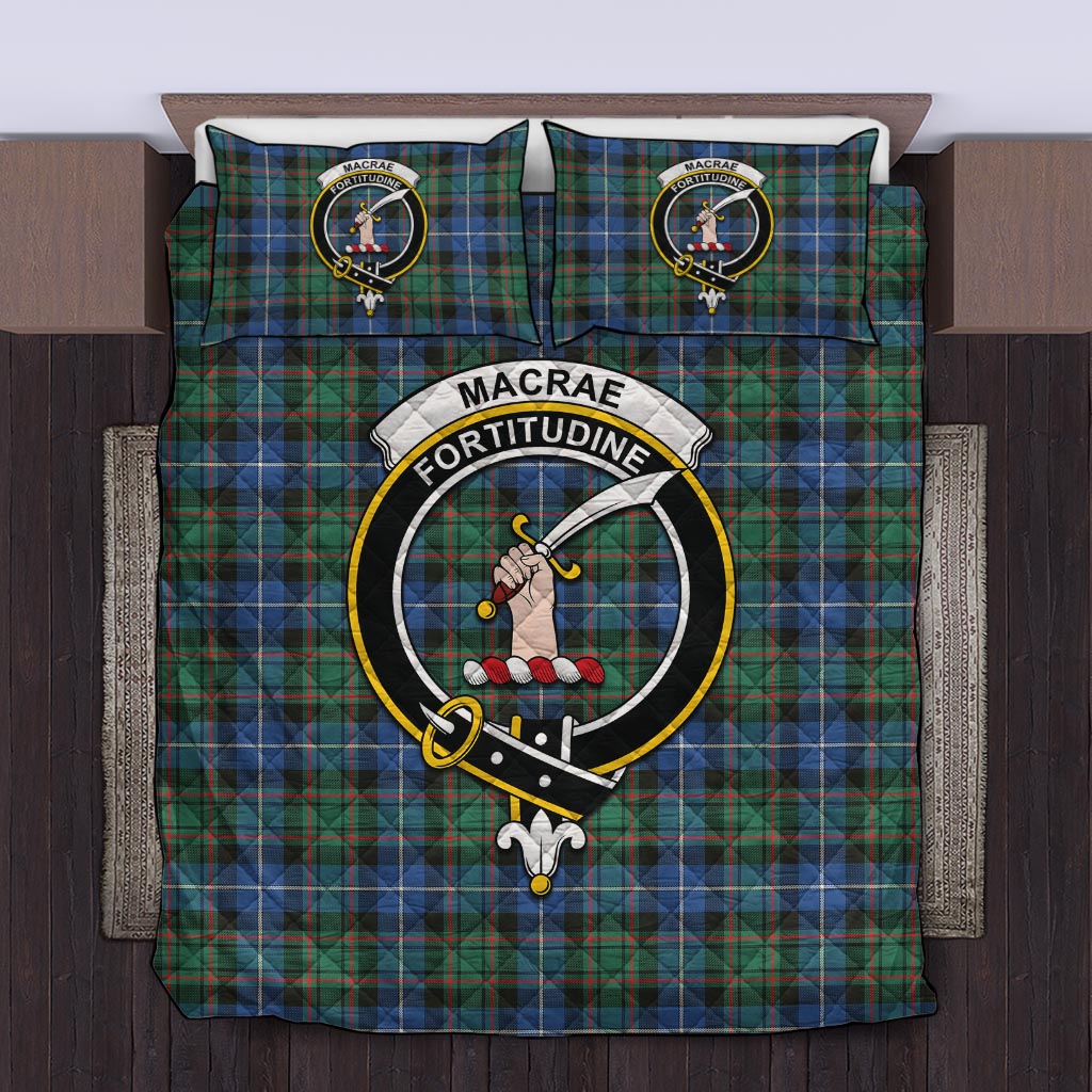 MacRae Hunting Ancient Tartan Quilt Bed Set with Family Crest Twin - Tartan Vibes Clothing