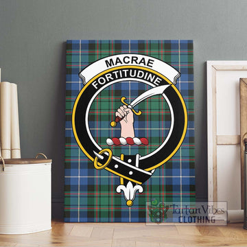 MacRae Hunting Ancient Tartan Canvas Print Wall Art with Family Crest