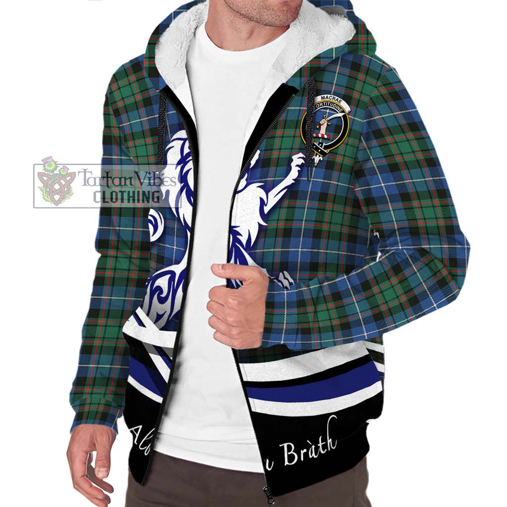 MacRae Hunting Ancient Tartan Sherpa Hoodie with Alba Gu Brath Regal Lion Emblem Unisex S - Tartanvibesclothing Shop