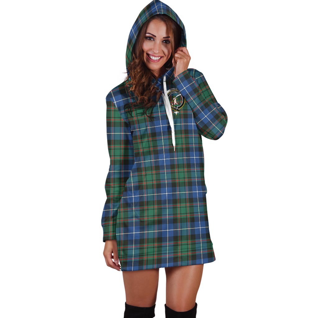 MacRae Hunting Ancient Tartan Hoodie Dress with Family Crest - Tartan Vibes Clothing