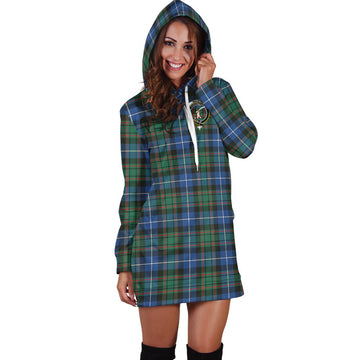 MacRae Hunting Ancient Tartan Hoodie Dress with Family Crest