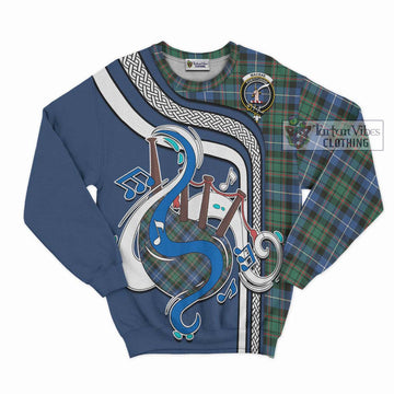 MacRae Hunting Ancient Tartan Sweatshirt with Epic Bagpipe Style