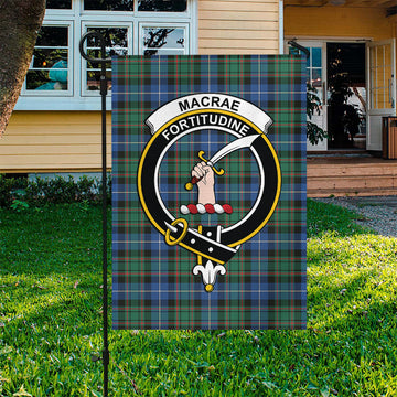 MacRae Hunting Ancient Tartan Flag with Family Crest