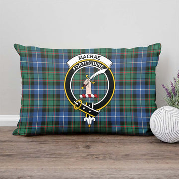 MacRae Hunting Ancient Tartan Pillow Cover with Family Crest