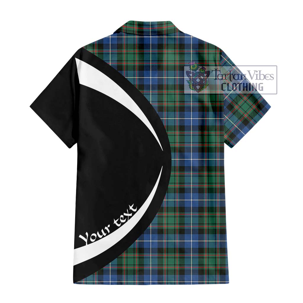 MacRae Hunting Ancient Tartan Short Sleeve Button Up with Family Crest Circle Style - Tartan Vibes Clothing