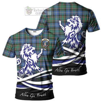 MacRae Hunting Ancient Tartan Cotton T-shirt with Alba Gu Brath Regal Lion Emblem