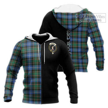 MacRae Hunting Ancient Tartan Knitted Hoodie with Family Crest and Half Of Me Style