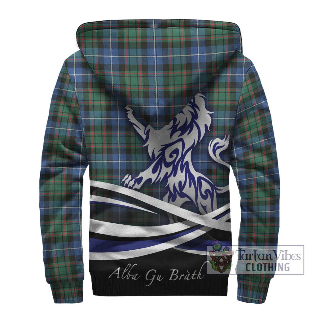 MacRae Hunting Ancient Tartan Sherpa Hoodie with Alba Gu Brath Regal Lion Emblem - Tartanvibesclothing Shop