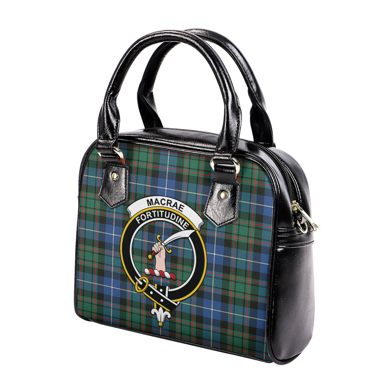 MacRae Hunting Ancient Tartan Shoulder Handbags with Family Crest - Tartanvibesclothing