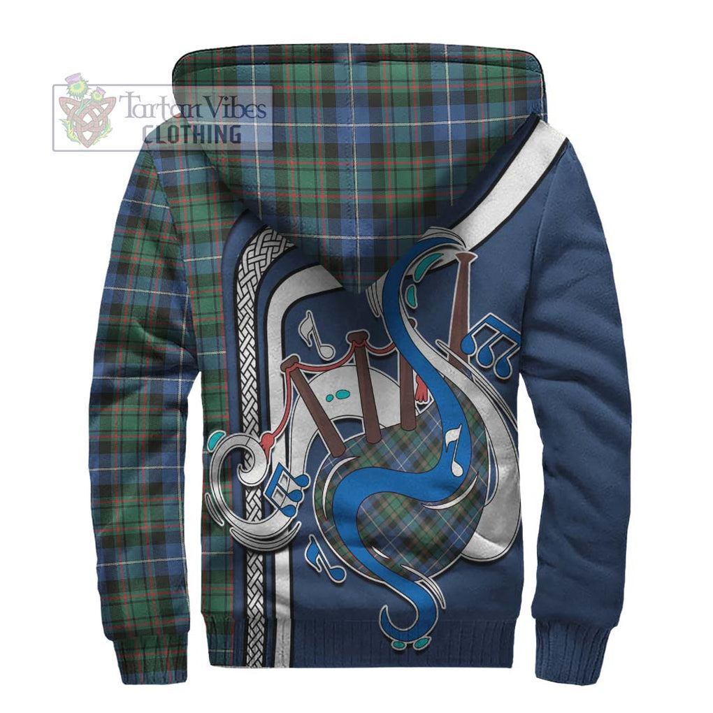 MacRae Hunting Ancient Tartan Sherpa Hoodie with Epic Bagpipe Style - Tartanvibesclothing Shop