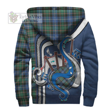 MacRae Hunting Ancient Tartan Sherpa Hoodie with Epic Bagpipe Style