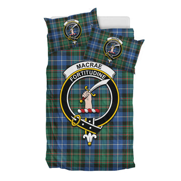 MacRae Hunting Ancient Tartan Bedding Set with Family Crest