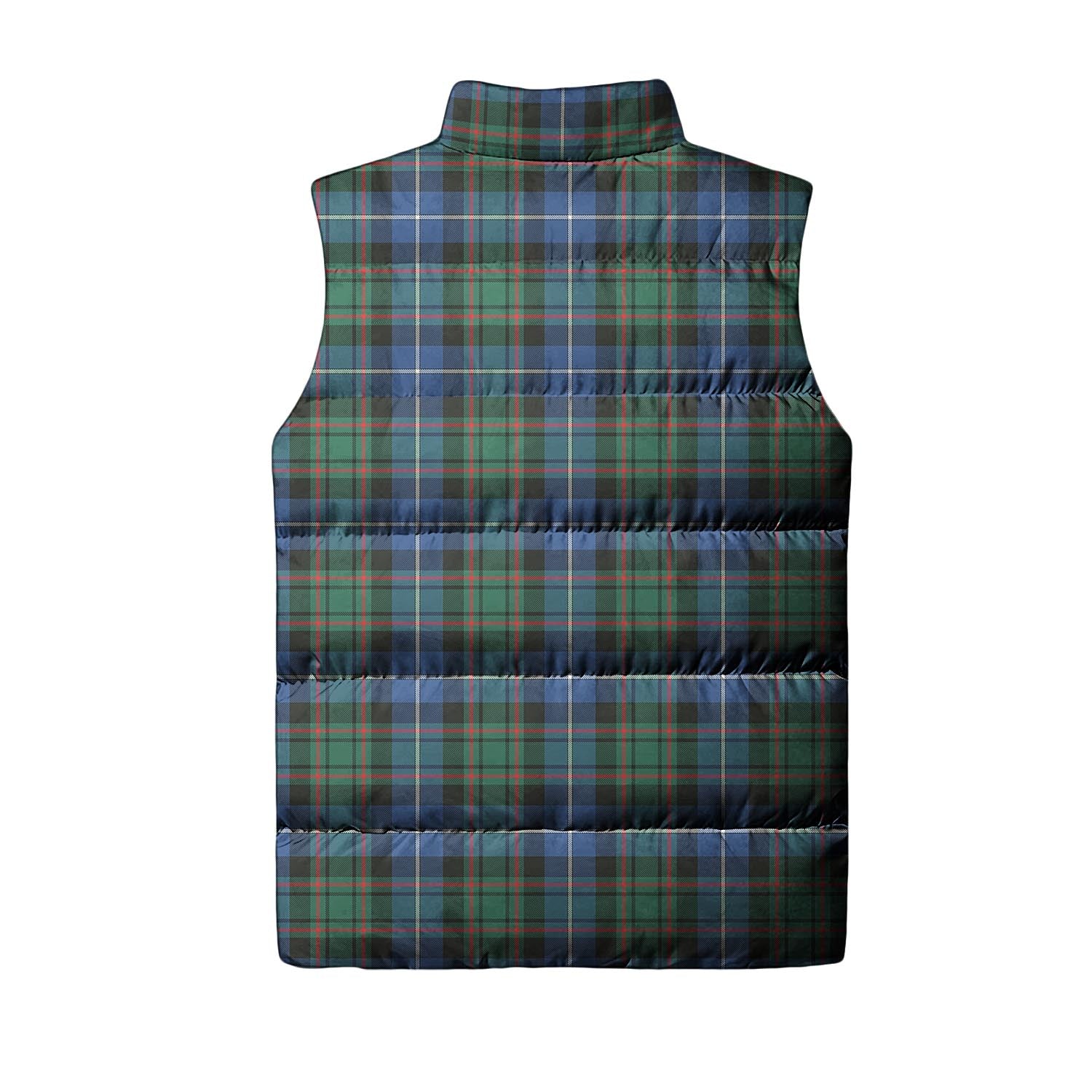 MacRae Hunting Ancient Tartan Sleeveless Puffer Jacket with Family Crest - Tartanvibesclothing