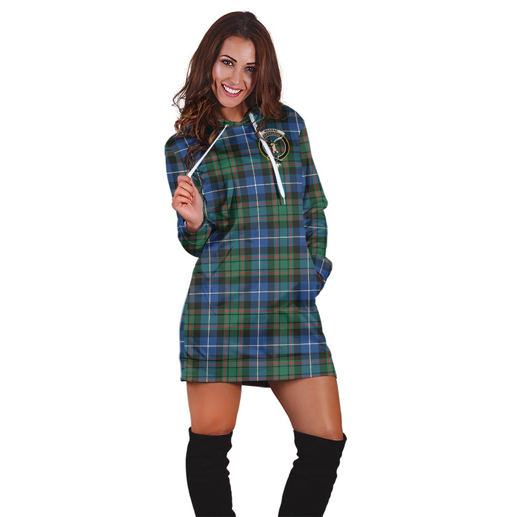 MacRae Hunting Ancient Tartan Hoodie Dress with Family Crest - Tartan Vibes Clothing