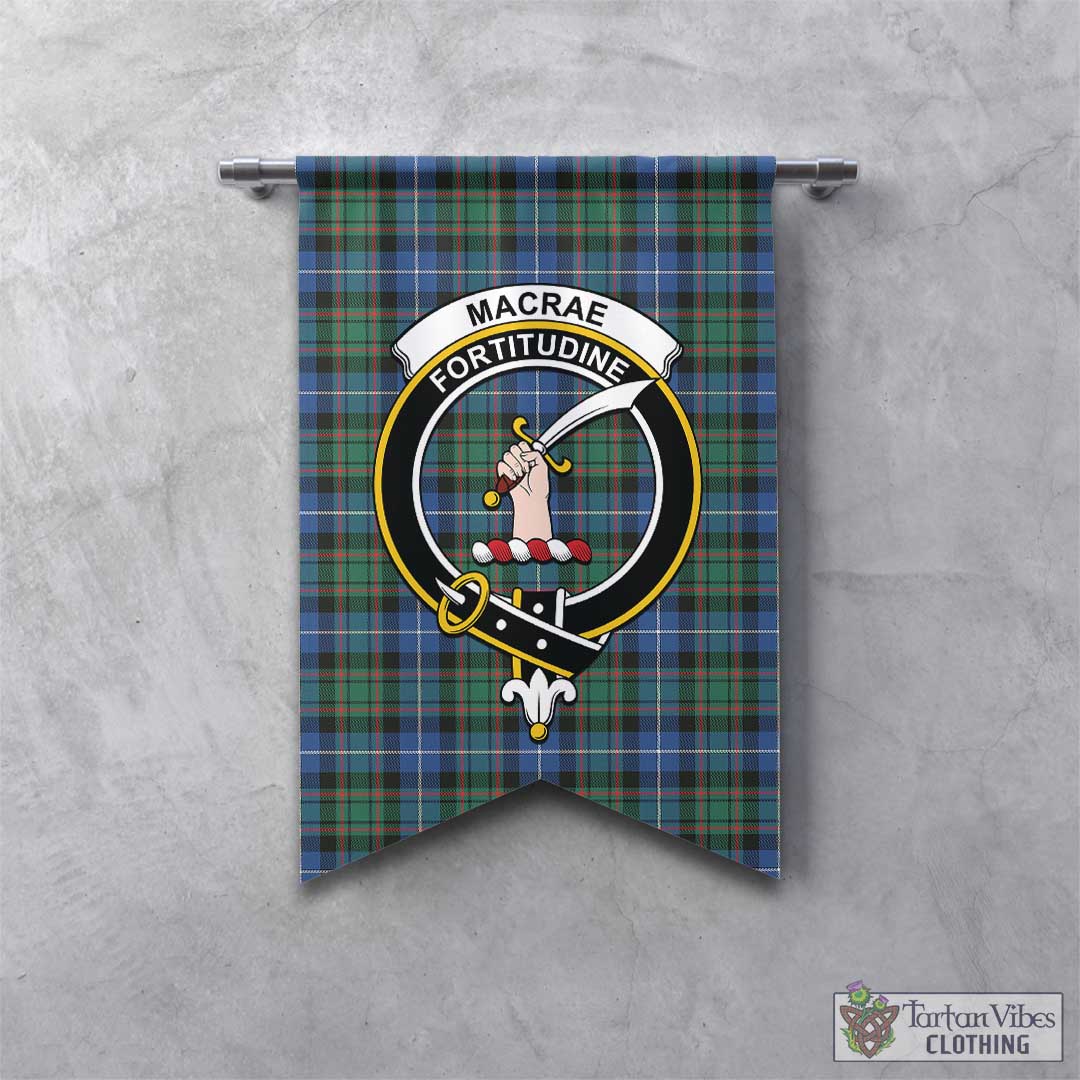 Tartan Vibes Clothing MacRae Hunting Ancient Tartan Gonfalon, Tartan Banner with Family Crest