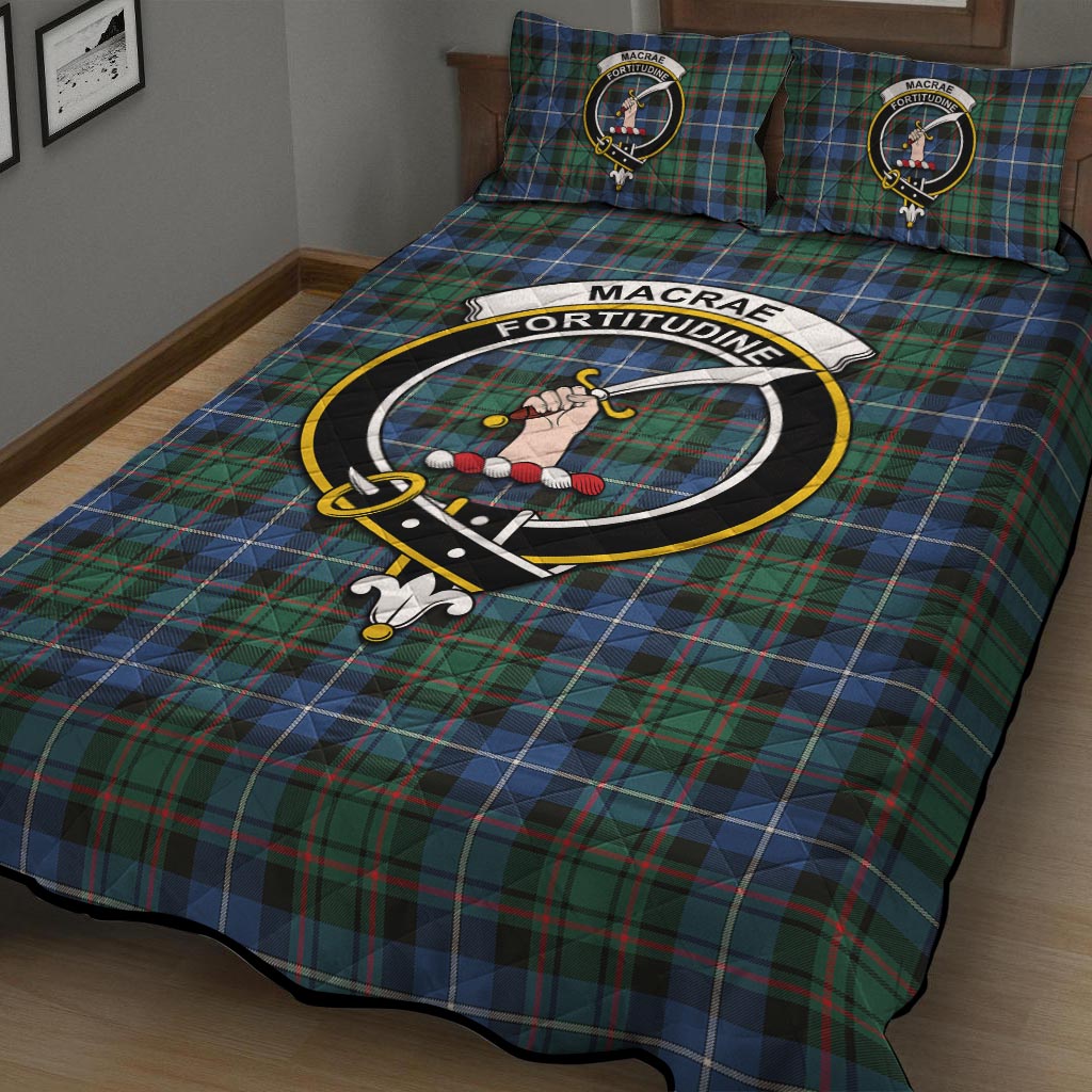 MacRae Hunting Ancient Tartan Quilt Bed Set with Family Crest - Tartan Vibes Clothing