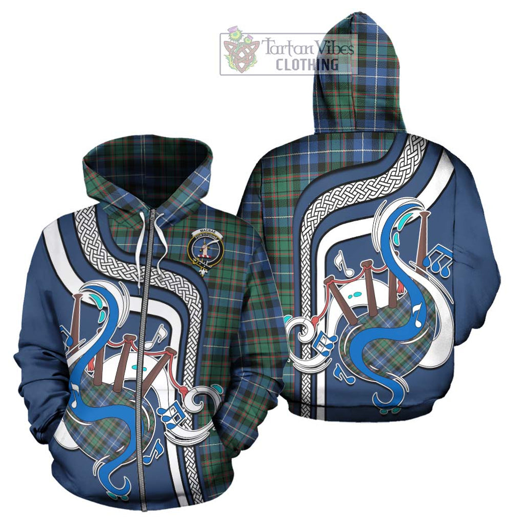 MacRae Hunting Ancient Tartan Hoodie with Epic Bagpipe Style - Tartanvibesclothing Shop