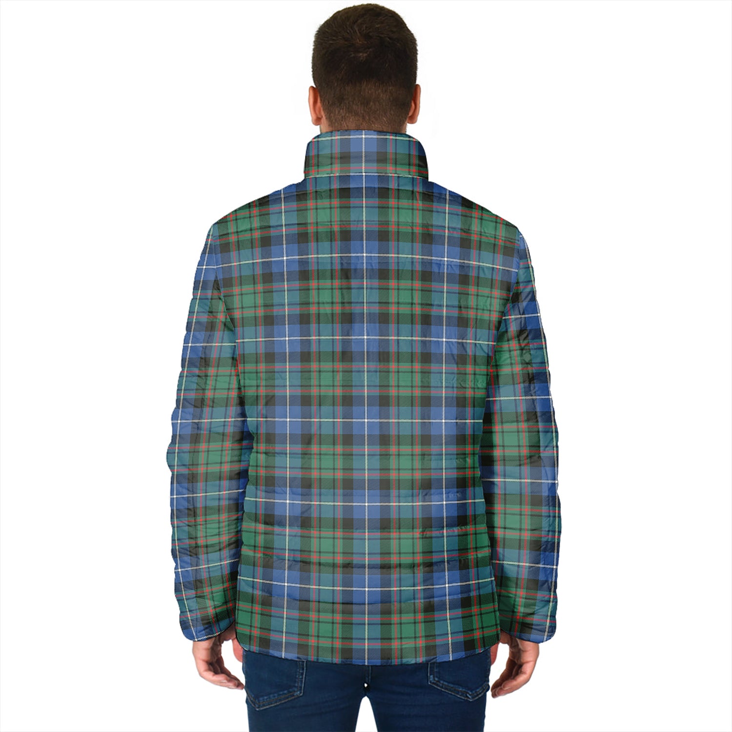 MacRae Hunting Ancient Tartan Padded Jacket with Family Crest - Tartan Vibes Clothing