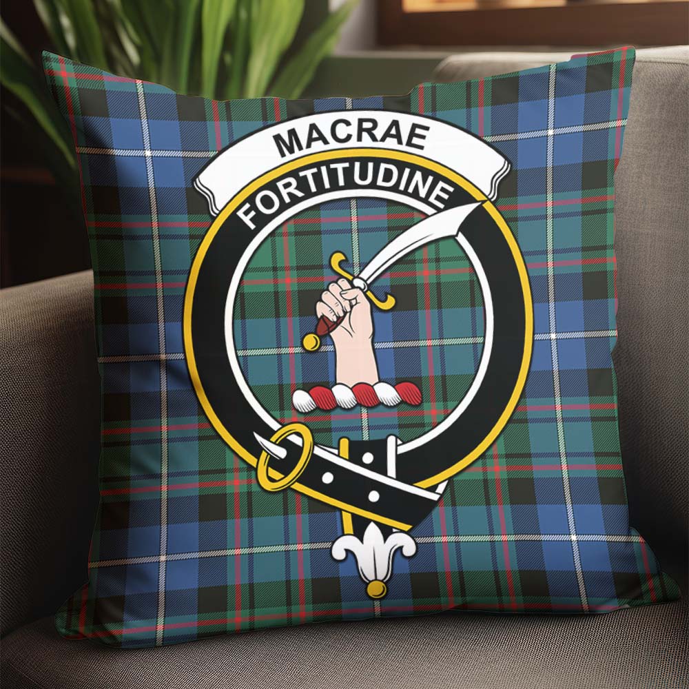 MacRae Hunting Ancient Tartan Pillow Cover with Family Crest - Tartanvibesclothing