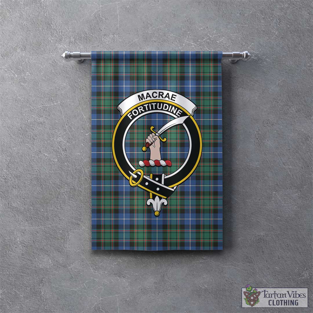 Tartan Vibes Clothing MacRae Hunting Ancient Tartan Gonfalon, Tartan Banner with Family Crest