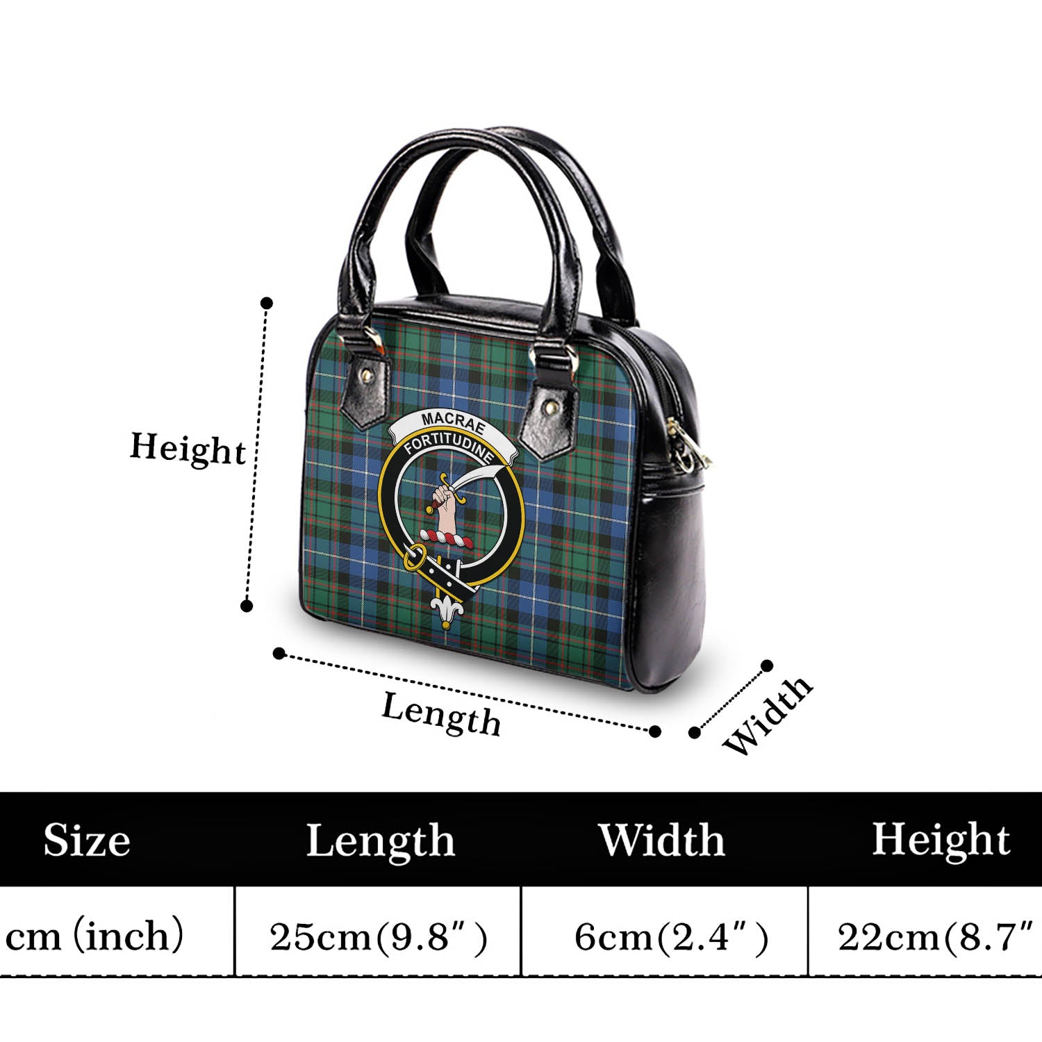 MacRae Hunting Ancient Tartan Shoulder Handbags with Family Crest - Tartanvibesclothing