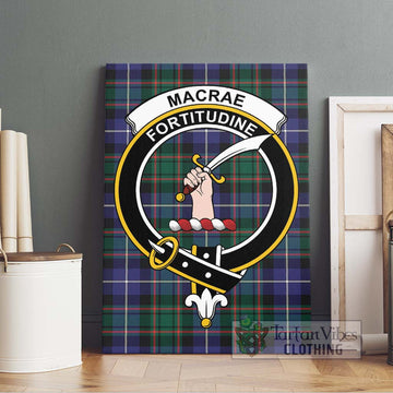 MacRae Hunting Modern Tartan Canvas Print Wall Art with Family Crest