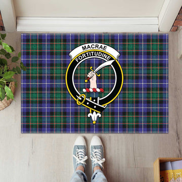 MacRae Hunting Modern Tartan Door Mat with Family Crest