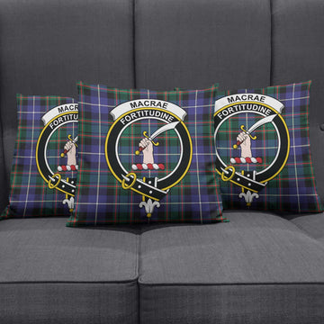 MacRae Hunting Modern Tartan Pillow Cover with Family Crest