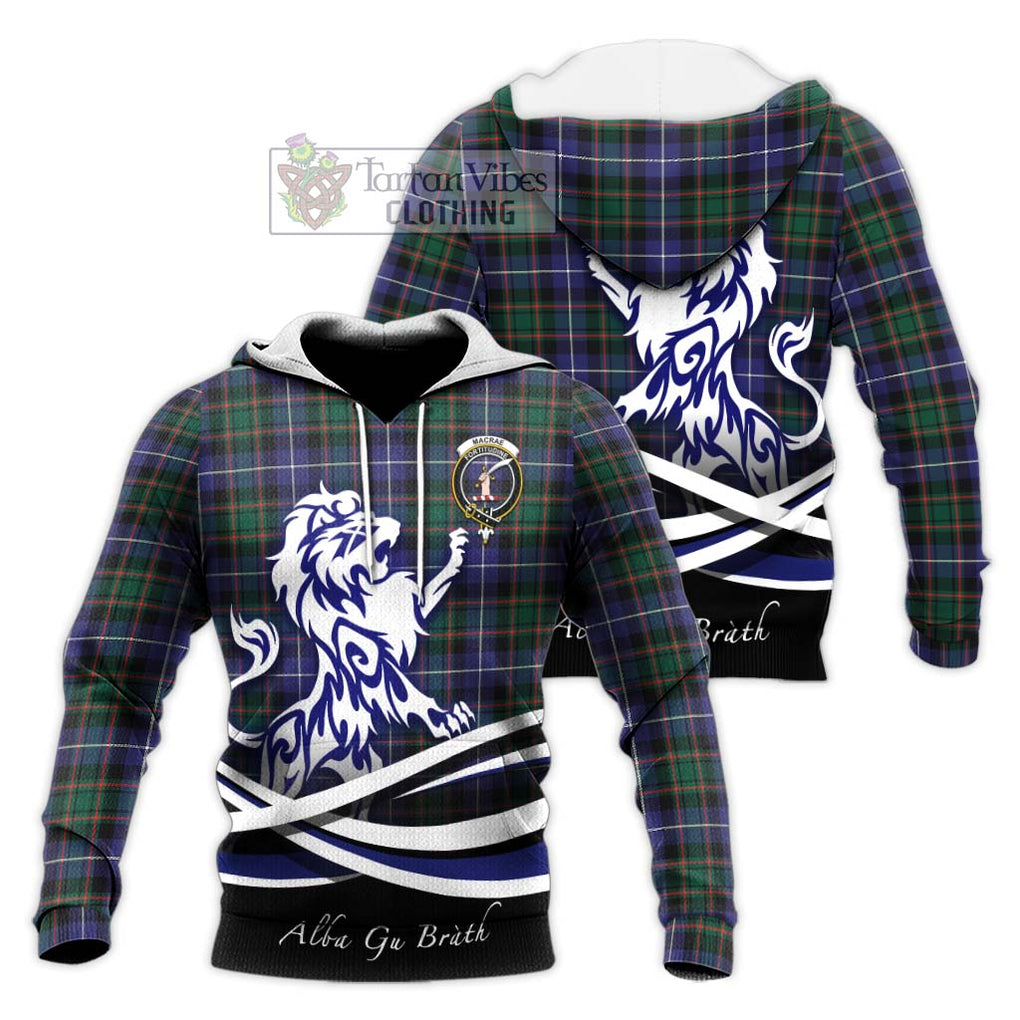 MacRae Hunting Modern Tartan Knitted Hoodie with Alba Gu Brath Regal Lion Emblem Unisex Knitted Pullover Hoodie - Tartanvibesclothing Shop