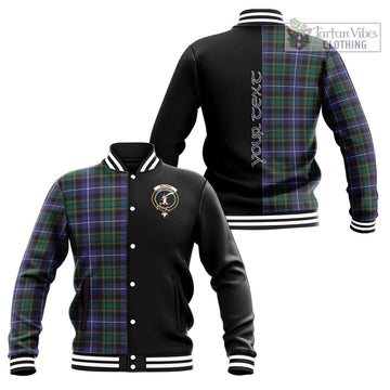 MacRae Hunting Modern Tartan Baseball Jacket with Family Crest and Half Of Me Style