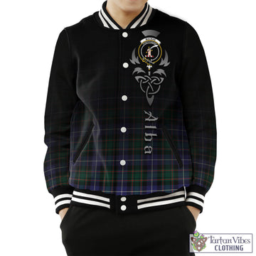 MacRae Hunting Modern Tartan Baseball Jacket Featuring Alba Gu Brath Family Crest Celtic Inspired