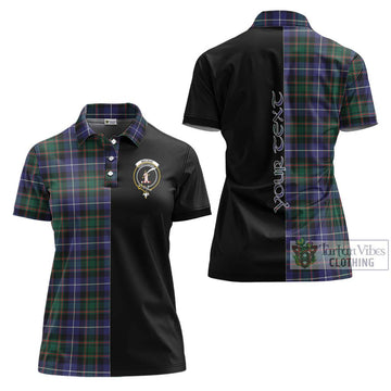 MacRae Hunting Modern Tartan Women's Polo Shirt with Family Crest and Half Of Me Style