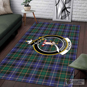 MacRae Hunting Modern Tartan Area Rug with Family Crest